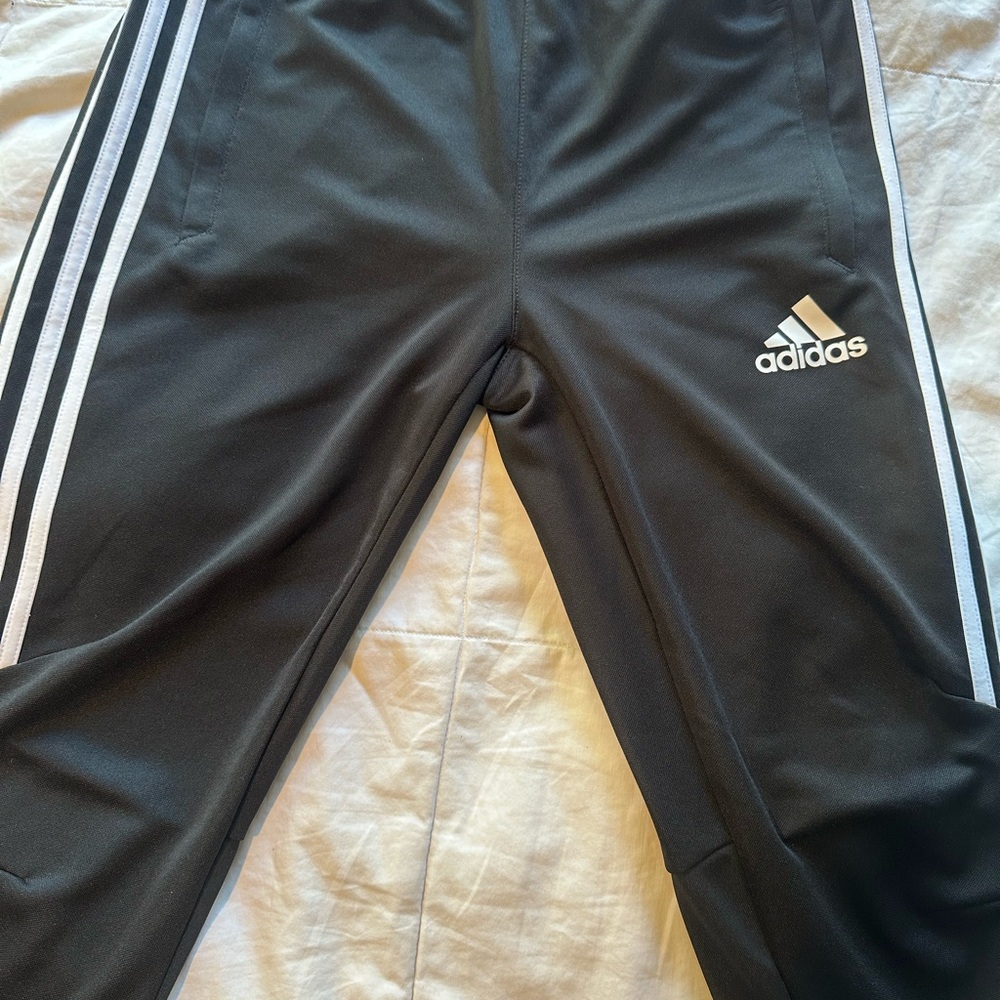 Adidas womens Black Joggers with White Stripes